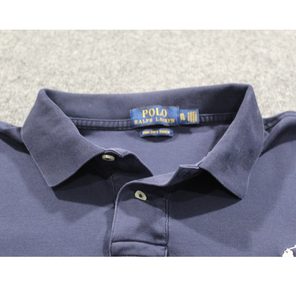 Polo Ralph Lauren Mens Navy Blue Pima Soft Touch Polo Shirt Size XL - Picture 3 of 9
